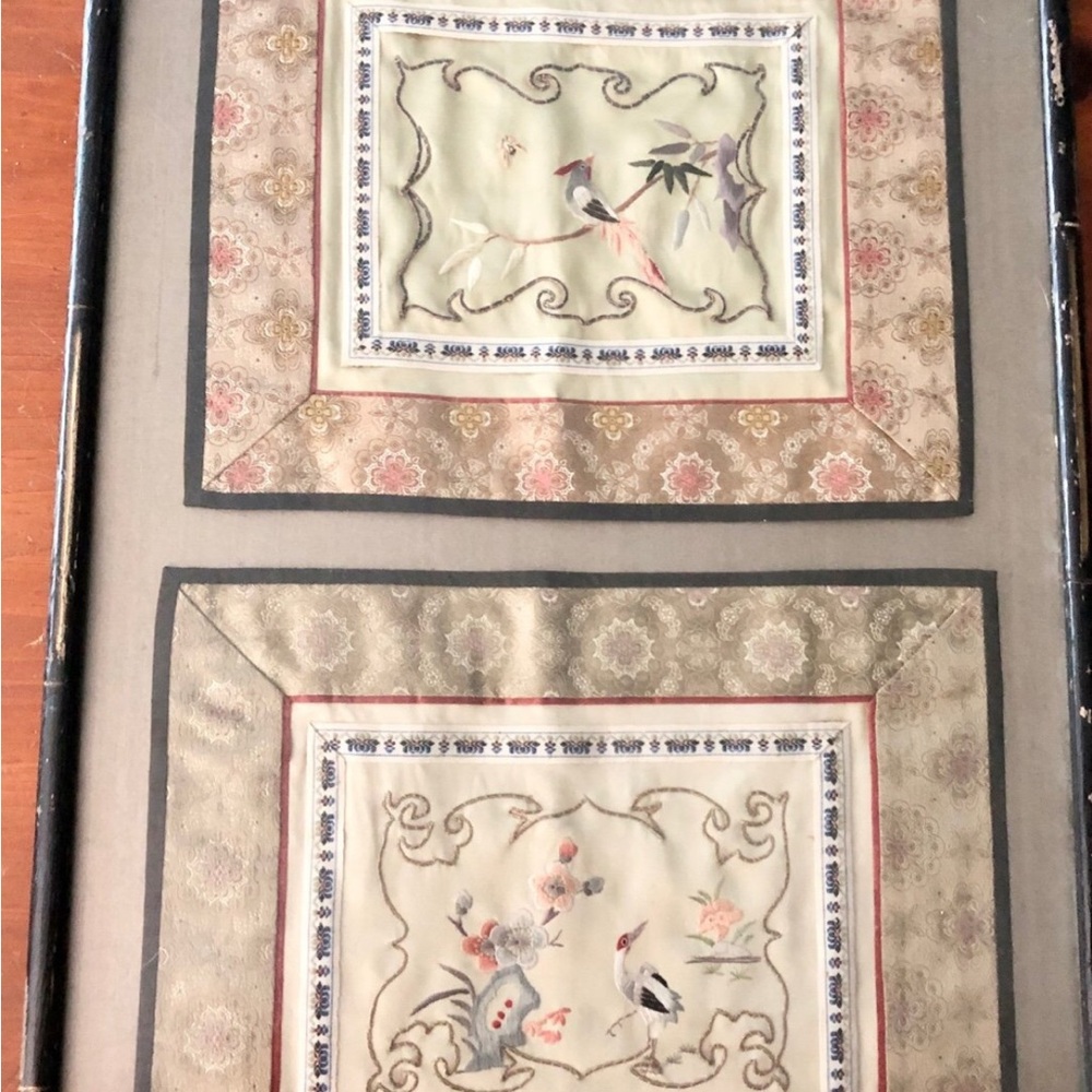 Elegant Framed Asian Art Panels